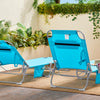 SoBuy OGS35-B Transat Jardin Extérieur Pliable Bain de Soleil avec Oreiller Chaise Longue Relax avec Poche Latérale Confortable Mobilier de Jardin pour Terrasse Plage Piscine Bleu ciel155x56x81cm