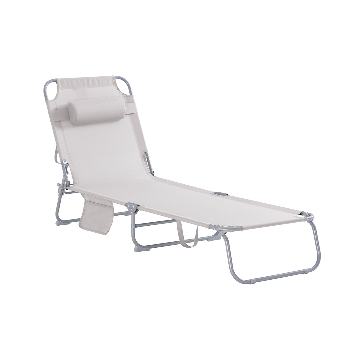 SoBuy OGS35-MI Transat Jardin Extérieur Pliable Bain de Soleil avec Oreiller Chaise Longue Relax avec Poche Latérale Conforta
