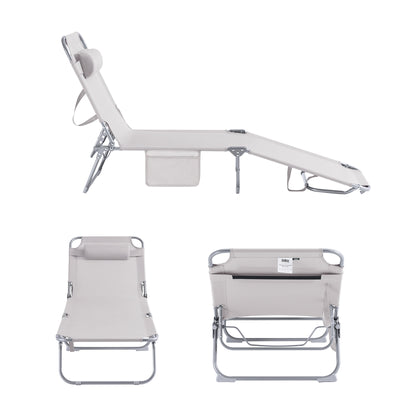 SoBuy OGS35-MIx2 Lot de 2 Transats de Jardin Pliable avec Oreiller et Poche Latérale, Chaise Longue Relax, Design Fonctionnel – L155×P56×H81 cm, Beige