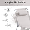 SoBuy OGS35-MI Transat Jardin Extérieur Pliable Bain de Soleil avec Oreiller Chaise Longue Relax avec Poche Latérale Confortable Mobilier de Jardin pour Terrasse Plage Piscine Beige 155x56x81cm