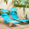 SoBuy OGS48-Bx2 Lot de 2 Transat Jardin Extérieur Pliable Bain de Soleil avec Oreiller Chaise Longue avec Pare-Soleil et Poche Latérale Mobilier de Jardin pour Terrasse Piscine Bleu ciel 155x56x81cm