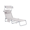 SoBuy OGS48-MI Transat Jardin Extérieur Pliable Bain de Soleil avec Oreiller Chaise Longue Relax avec Pare-Soleil et Poche Latérale Mobilier de Jardin pour Terrasse Plage Piscine Beige 155x56x81cm