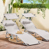 SoBuy OGS48-MIx2 Lot de 2 Transat Jardin Extérieur Pliable Bain de Soleil avec Oreiller Chaise Longue avec Pare-Soleil et Poche Latérale Mobilier de Jardin pour Terrasse Piscine Beige 155x56x81cm
