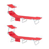 SoBuy OGS48-Rx2 Lot de 2 Transat Jardin Extérieur Pliable Bain de Soleil avec Oreiller Chaise Longue avec Pare-Soleil et Poche Latérale Mobilier de Jardin pour Terrasse Piscine Rouge 155x56x81cm
