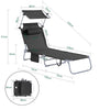 SoBuy OGS48-SCHx2 Lot de 2 Transat Jardin Extérieur Pliable Bain de Soleil avec Oreiller Chaise Longue avec Pare-Soleil et Poche Latérale Mobilier de Jardin pour Terrasse Piscine Noir 155x56x81cm