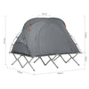 SoBuy OGS60-L-HG Lit de Camping Pliable en Aluminium Léger, 3 en 1 avec Toit Anti-UV + Matelas Gonflable Intégré + Sac de Transport, 2 Personnes