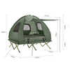 SoBuy OGS61-L-GR Tente Surélevée avec Lit de Camping pour 2 Personnes Tente de Camping Pliable 4en1 avec Lit en Alu, Sac de Couchage, Matelas Gonflable, Sac de Transport Charge Max. 180 kg Verte