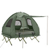 SoBuy OGS61-L-GR Tente Surélevée avec Lit de Camping pour 2 Personnes Tente de Camping Pliable 4en1 avec Lit en Alu, Sac de Couchage, Matelas Gonflable, Sac de Transport Charge Max. 180 kg Verte