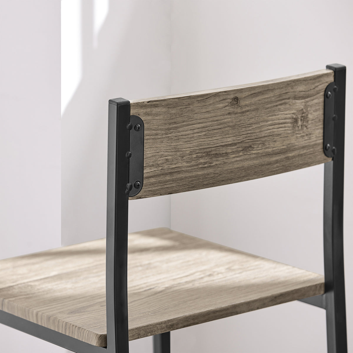SoBuy OGT03-N Ensemble Table Haute avec 1 Table et 2 Tabourets, Format Gain de Place, Format Compact, Style Industriel, Usage Quotidien – Bois + Métal, Naturel