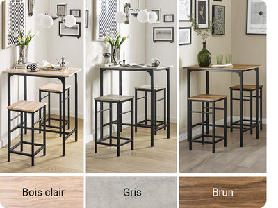 SoBuy OGT10-N Ensemble Table Haute + 2 Tabourets avec Repose-Pieds – L80 × P50 × H87 cm, Naturel