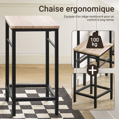 SoBuy OGT10-N Ensemble Table Haute + 2 Tabourets avec Repose-Pieds – L80 × P50 × H87 cm, Naturel