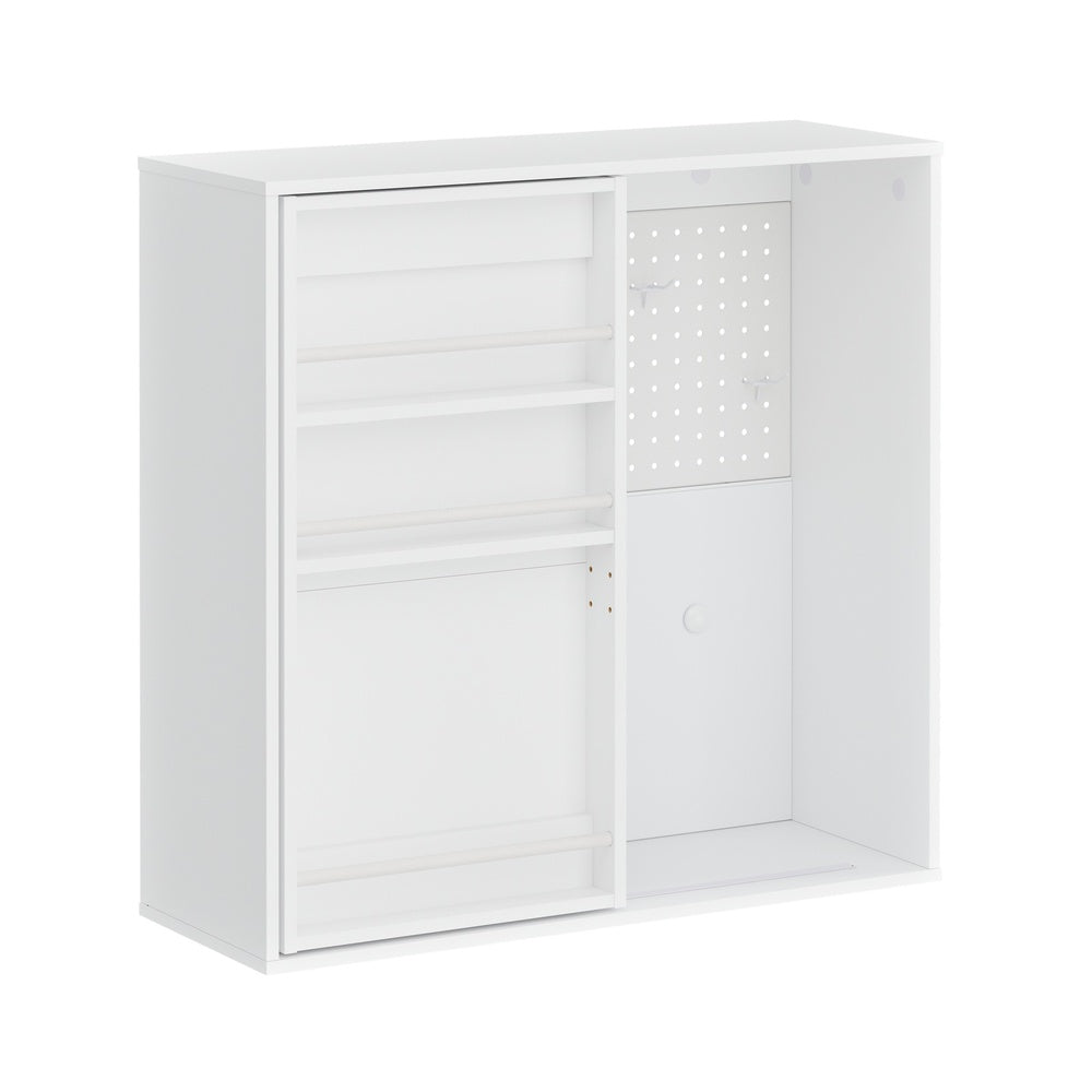 SoBuy STR16-W Armoire Murale Suspendue Blanche – Étagère Murale avec Panneau Perforé et Tableau Blanc pour Entrée, Bureau et Chambre – 70×25,1×70,2 cm, Charge 27 kg