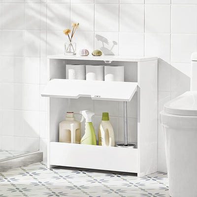 SoBuy BZR48-W Support Papier Toilette, Armoire Toilettes WC, Meuble de Salle de Bain, Armoire de Salle de Bain sur Pied