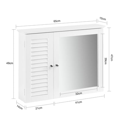 SoBuy BZR55-W Armoire Miroir Meuble Haut de Salle de Bain Armoire Suspendue avec Porte Miroir Commode Meuble de Rangem