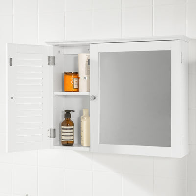 SoBuy BZR55-W Armoire Miroir Meuble Haut de Salle de Bain Armoire Suspendue avec Porte Miroir Commode Meuble de Rangem