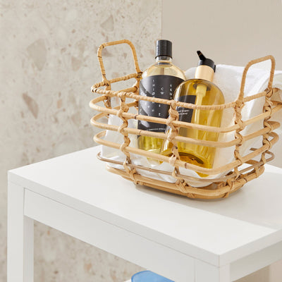 SoBuy BZR67-W Meuble Bas Armoire Toilette avec 1 Panier bac à Linge basculant Meuble de Rangement Corbeille à Linge Coffre à Linge