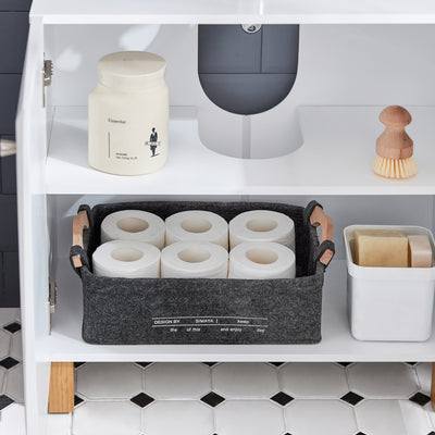 SoBuy BZR92-W Meuble sous Lavabo, Meuble sous évier, Meuble sous Vasque, Armoire Salle de Bain, Placard de Rangement