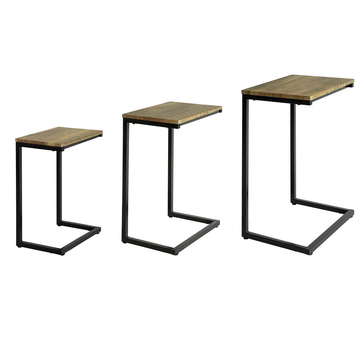 SoBuy FBT102-F Set de 3 Tables Gigognes, Tables Basses Modernes pour Salon, Design Gain de Place, Nature & Noir