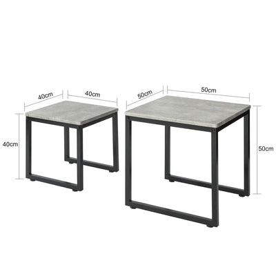 SoBuy FBT42-HG Tables Basses Gigognes, Set de 2, Lot de 2 Tables d'Appoint Empilables Tables Carrée Table Basse