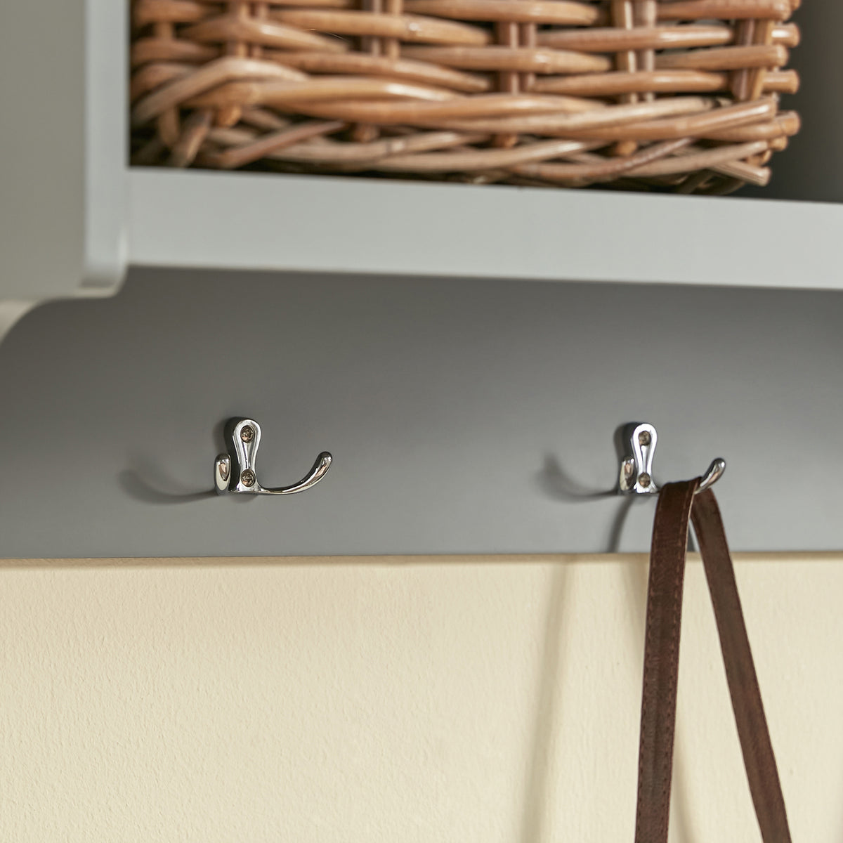 SoBuy FHK28-HG Porte Manteau Mural, Étagère de Rangement, Meuble Entrée, Vestiaire avec 3 Compartiments et 4 Crochets Doubles, 100x25x35 cm, Gris