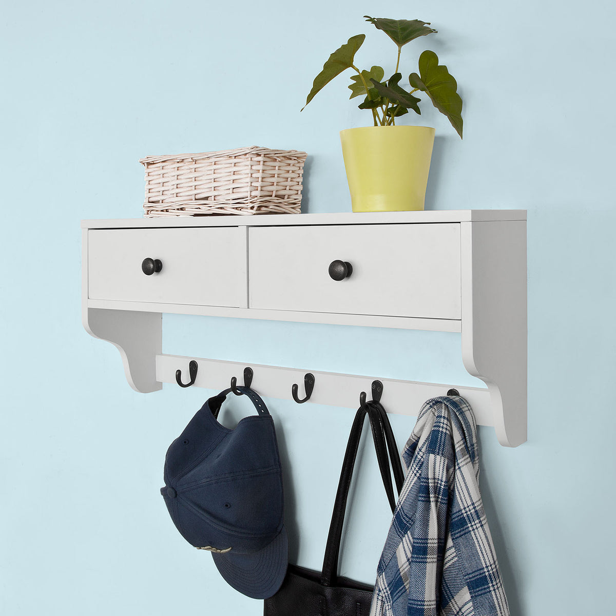SoBuy FRG178-W Portemanteau Étagère murale
