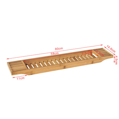 SoBuy FRG212-N Plateau de Baignoire Extra Long et Verni avec Support Verre à Vin et Bougie, Design Fonctionnel, Usage Quotidien, Pratique – Bambou, Naturel
