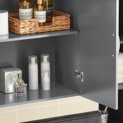 SoBuy FRG231-DG Meuble Haut Salle de Bain Suspendu Armoire Murale avec Étagère Réglable et Porte Rangement Mural Compact pour Salle de Bain, WC ou Cuisine Gris 60x30x60 cm