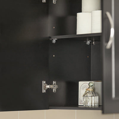 SoBuy FRG231-SCH Meuble Haut Salle de Bain Suspendu Armoire Murale avec Étagère Réglable et Porte Rangement Mural Compact pour Salle de Bain, WC ou Cuisine Noir L60xP30xH60 cm