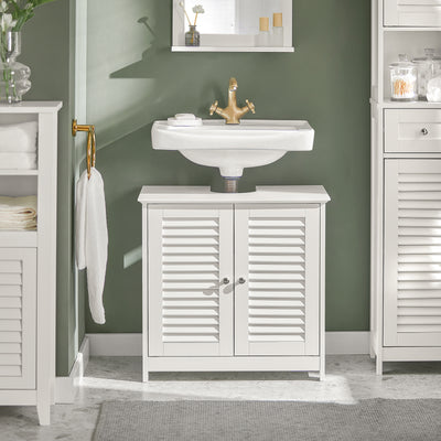 SoBuy FRG237-W Meuble Sous-Lavabo Meuble de Salle de Bain Vasque, 2 portes et 2 étages