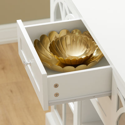 SoBuy FSB79-W Buffet Cuisine avec 2 Portes Vitrées, 2 Tiroirs et 2 Compartiments, pour Cuisine et Salle à Manger, Rangement Optimisé – L120×P39×H78 cm, Blanc