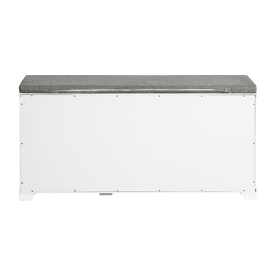 SoBuy FSR119-W Banc à Chaussures avec Coussin Rembourré, 1 Abattant et 2 Compartiments Ouverts pour Entrée – 90x24x46 cm, Blanc