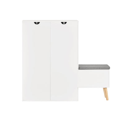 SoBuy FSR134-W Banc à Chaussures Modulable avec Armoire sur Pieds, Meuble d'Entrée – 124x24x126 cm, Blanc
