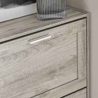 SoBuy FSR137-HG Armoire à Chaussures 2 Abattants Réglables, Slim pour Entrée Couloir – Gris Effet Bois