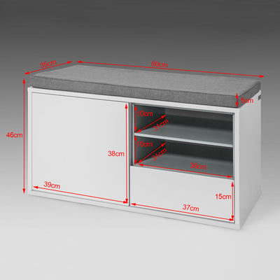 SoBuy FSR37-W Banc à Chaussures avec Coussin Rembourré et Rangement pour Entrée Couloir – 80x35x46 cm, Blanc