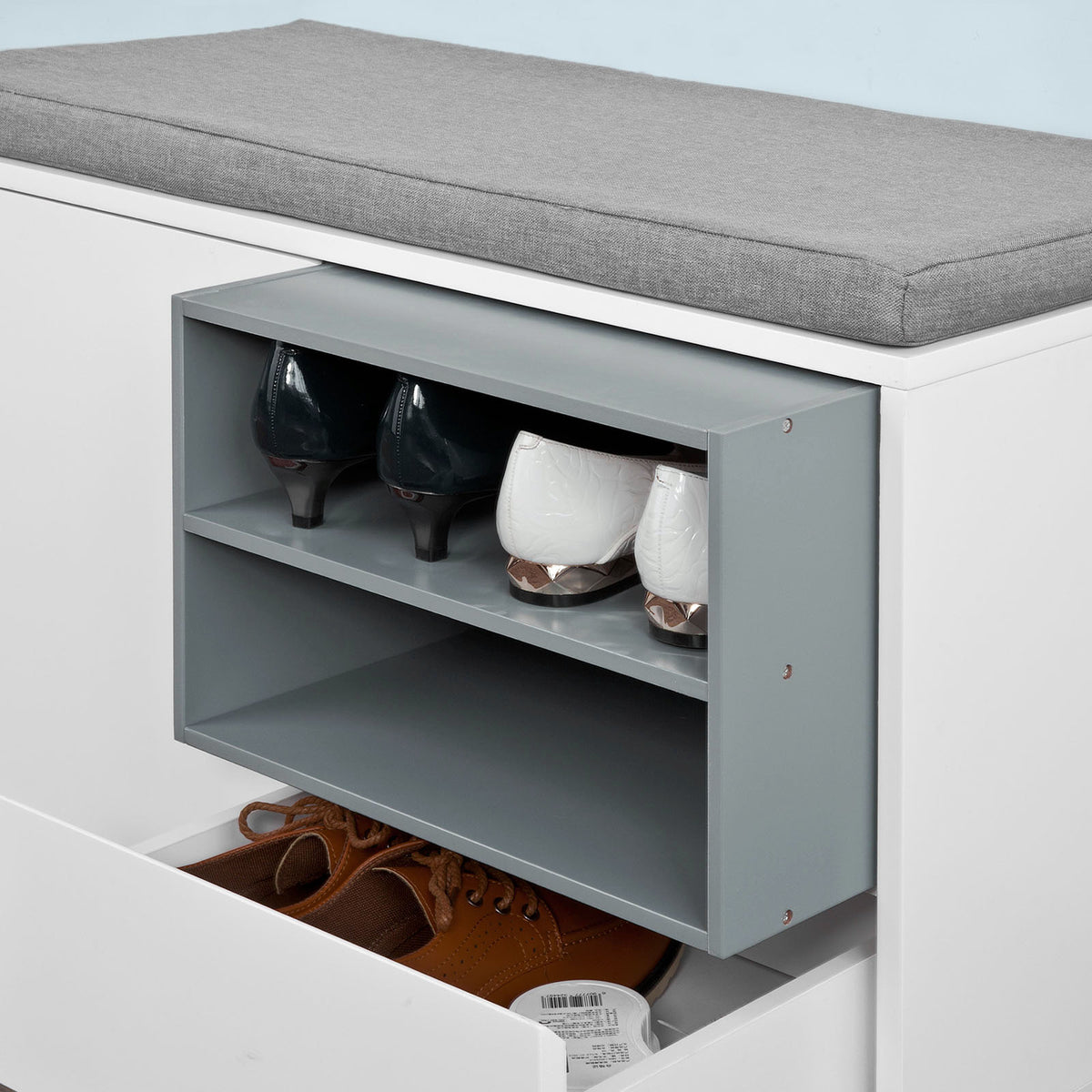 SoBuy FSR37-W Banc à Chaussures avec Coussin Rembourré et Rangement pour Entrée Couloir – 80x35x46 cm, Blanc