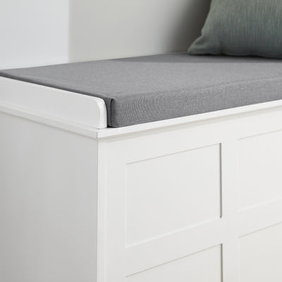 SoBuy FSR86-W Banc à Chaussures avec Coussin Rembourré et 2 Portes, Grande Capacité pour Entrée – 114x40x53 cm, Blanc