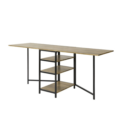 SoBuy FWT62-N Table Pliante avec 2 Abattants et 3 Étagères de Rangement, Table de Cuisine Salle à Manger Pliable, Économie d'