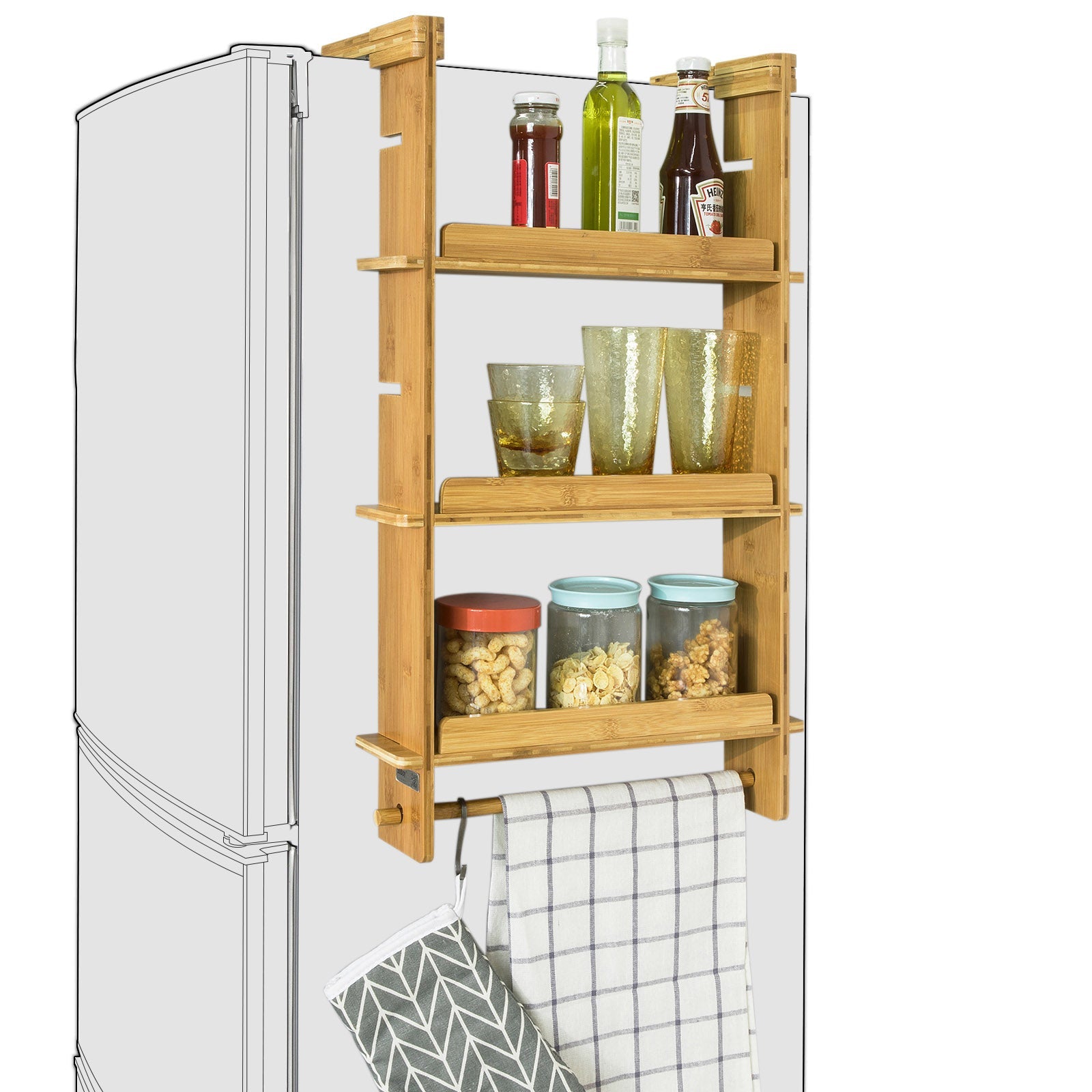 Étagère à Suspendre pour réfrigérateur avec ventouses Étagère à épices 3  étagères réglables Étagère de Cuisine