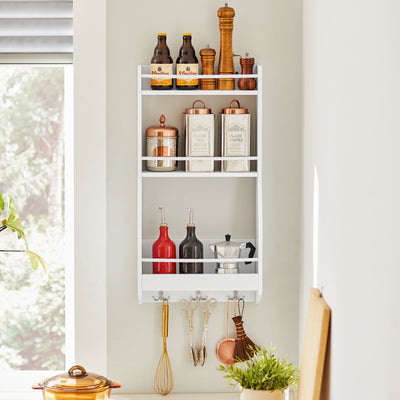 SoBuy KCR12-W Étagère à Suspendre Étagere Rangement murale Étagère à Épices Rangement Cuisine Étagère de salle de bain