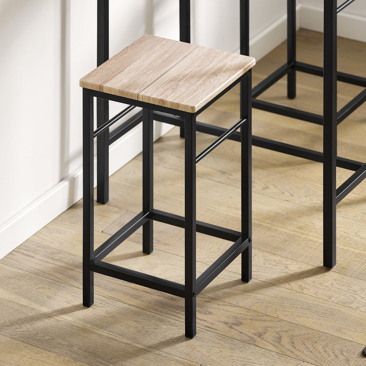 SoBuy OGT10-N Ensemble Table Haute + 2 Tabourets avec Repose-Pieds – L80 × P50 × H87 cm, Naturel