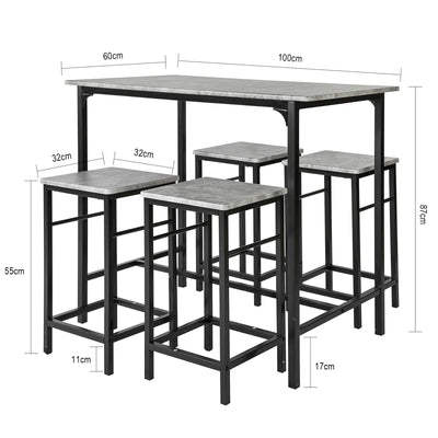 SoBuy OGT11-HG Ensemble de table haute pour salle à manger avec 4 tabourets