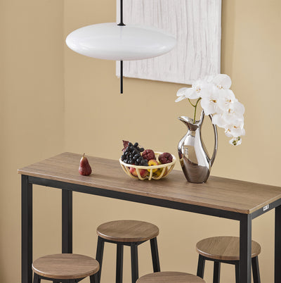 SoBuy OGT22-SCH Ensemble Table Haute et 4 Tabourets de Bar avec Repose-Pieds – L120×P40×H100 cm, Tabouret 150 kg, MDF + Acier Noir