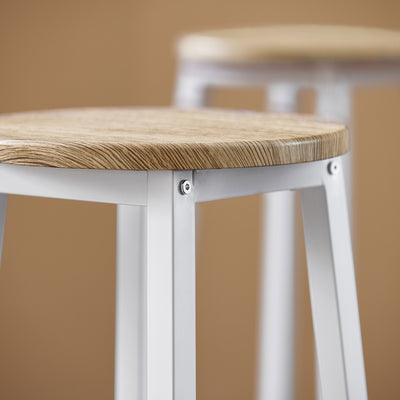 SoBuy OGT22-WN Ensemble Table de Bar + 4 Tabourets – Table Haute 120 cm, Repose-Pieds, Tabourets Rangeables, Blanc